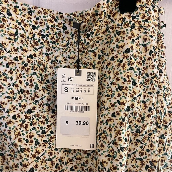 SIZE S | Zara Cream Printed Skirt / Skort - Picture 3 of 4